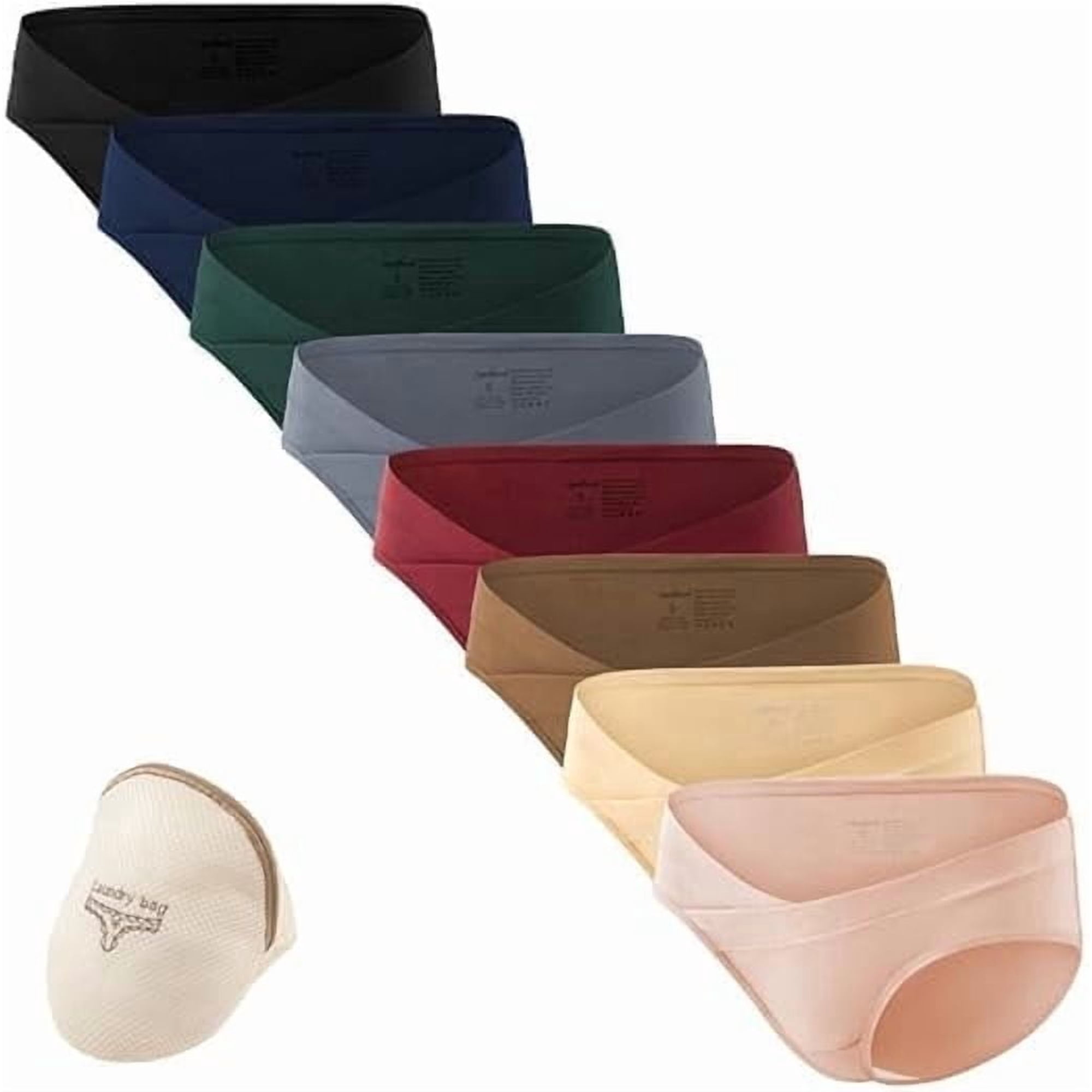 HBlife Cotton Maternity Underwear Under Bump, Pregnancy Panties Postpartum Underwear 8 Packs with Laundry Bag