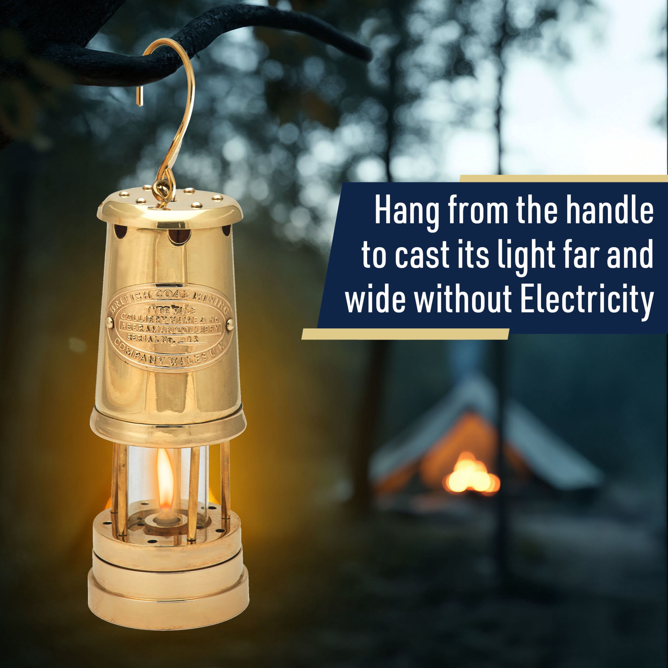 Kings County Tools 8.5” Miners Oil Lamp with Antique-Style Brass Body