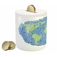 thumbnail image 2 of World Map Piggy Bank, Map of the World Fingerprint Style Continents Asia Europe Africa America, Ceramic Coin Bank Money Box for Cash Saving, 3.6" X 3.2", Navy Blue Green, by Ambesonne, 2 of 4