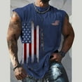 thumbnail image 3 of kpoplk Mens USA Flag Stars and Stripes 4th of July Tank Tops Retro Muscle 1776 Short Sleeved Shirt(Navy,L), 3 of 4