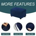 thumbnail image 4 of Rectangle Ottoman Cover, Velvet Ottoman Slipcovers Stretch Footstool Protector Covers Soft Storage Ottoman Slipcover with Elastic Bottom for Living Room -Peacock Blue-Large, 4 of 7