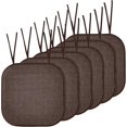 thumbnail image 2 of Elegant Comfort Chair Cushion Covers with Ties and Non Skid Rubber Backing-Thick Memory Foam - Soft Cushion Pad- Rounded Square Seat Cover-16 x 16 Inches- Honeycomb Textured Pattern, Set of 6, Brown, 2 of 5