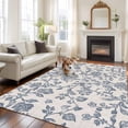 thumbnail image 3 of Blue Floral Large Area Rug 8x10 FT, Non Slip Living Room Throw Carpet, Farmhouse Vintage Flower Leaf Botanical Washable Soft Indoor Outdoor Carpet Non-Shedding Rug for Bedroom Dining Room, 3 of 9