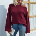 thumbnail image 2 of IROINNID Womens Sweater One-Shoulder Pullover Sweater Solid Color Leisure Mid-Length Long Sleeve Sweater, 2 of 6