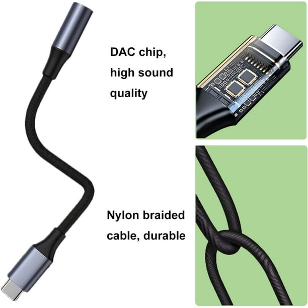 Cable adaptateur USB-C Jack 3.5 mm audio ecouteur casque