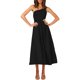 thumbnail image 4 of SAYOO vestidos largos acampanados para mujer 2022, verano sin mangas de un hombro fruncido Color sólido recorte de una pieza SAYOO casual, 4 of 7