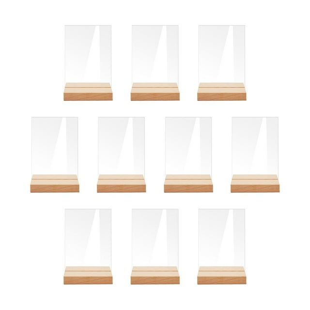 10 Uds. De tarjetas de acrílico transparente para colocar con soporte de madera, sublimación de nombres de invitados Rectángulo Zulema Tarjetas de lugar de acrílico