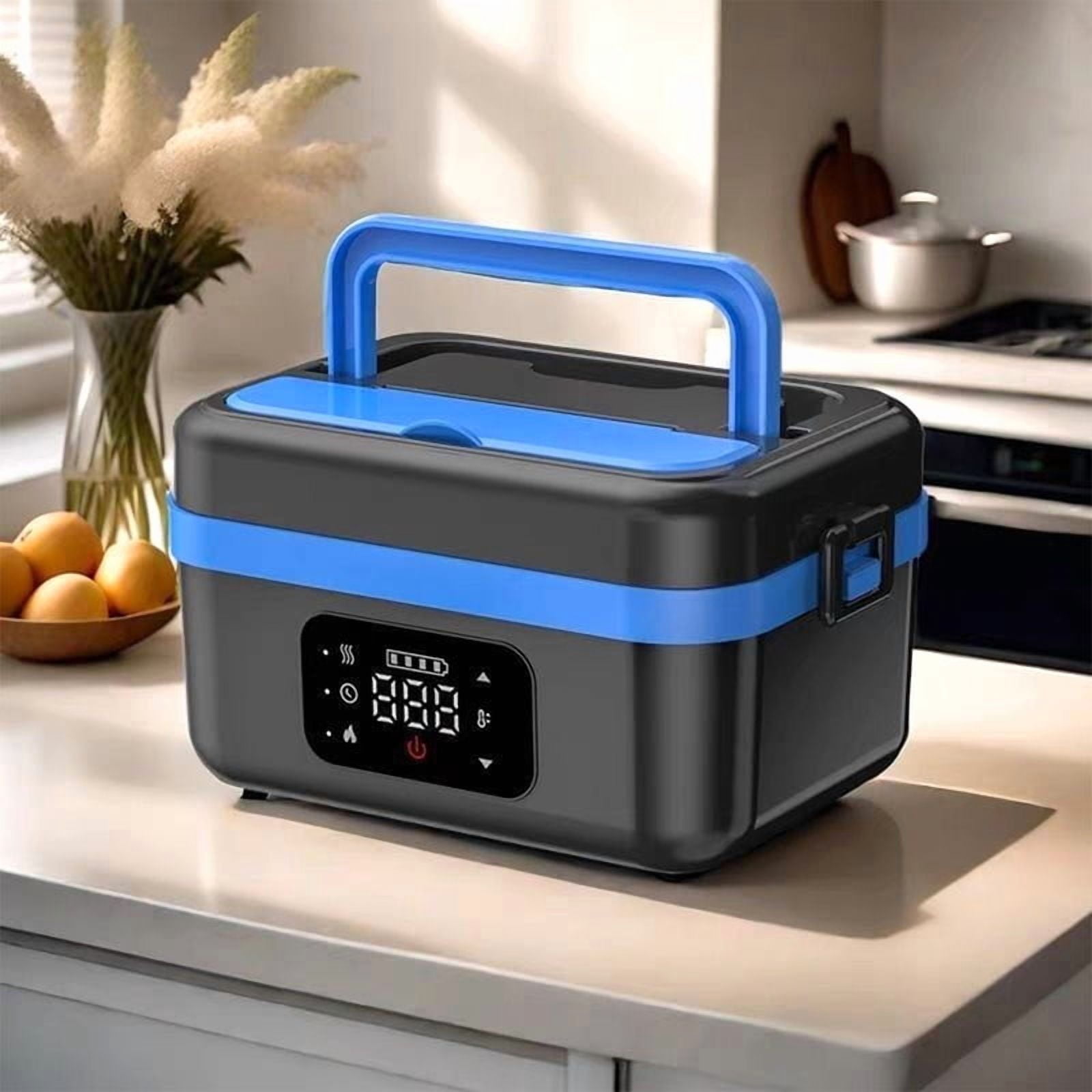 Cordless Electric Lunch Box,8000mAh Self-heating Food Warmer with Power Bank & Smart Timer, 60W Fast Heating Leak-proof Heated Lunch Box
