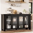 thumbnail image 3 of Buffet Cabinet with Storage, 59" Sideboard Credenza with Tempered Glass Doors, Wood Buffet Table for Living Room, Dining Room, Kitchen, 3 of 7