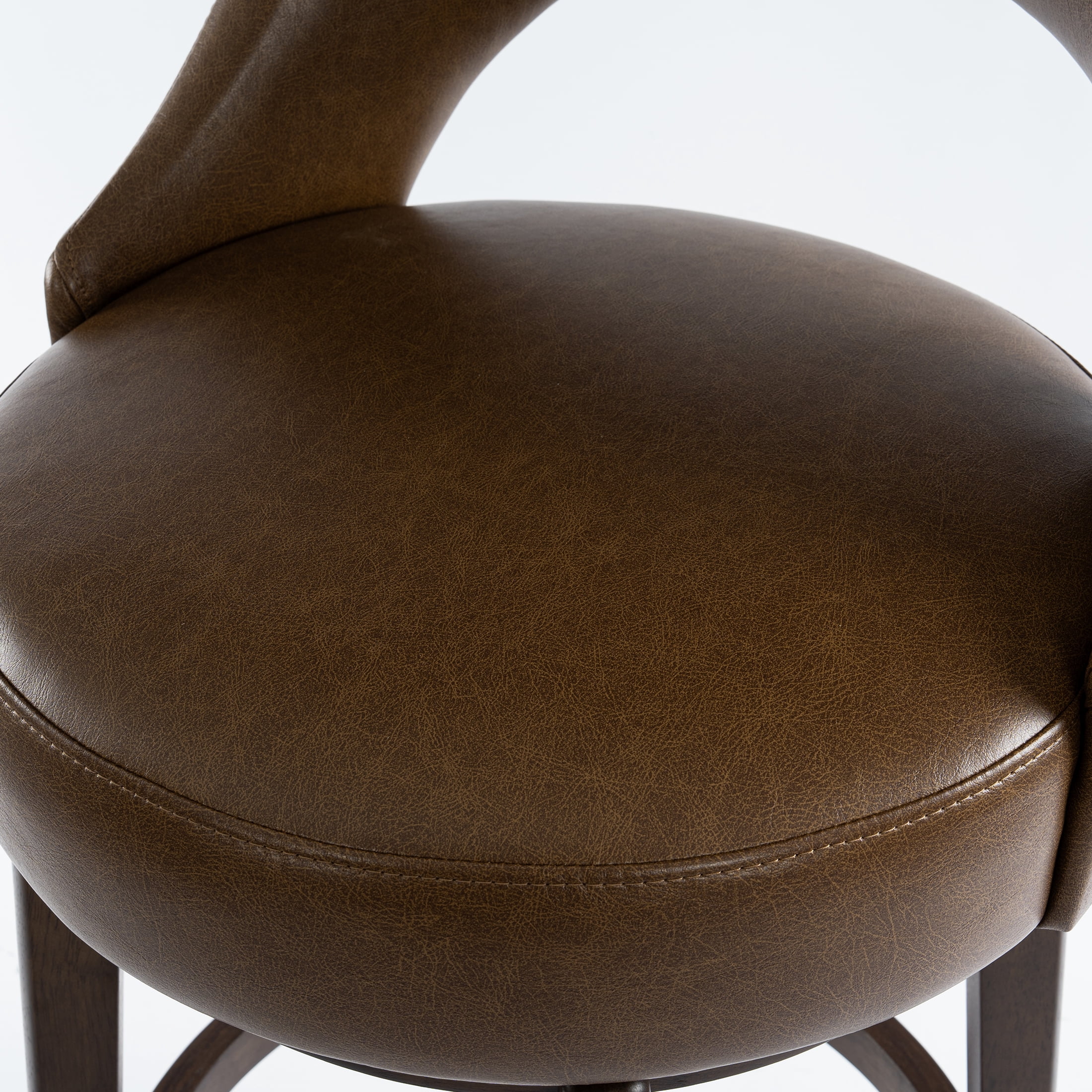 Guyou 30" Swivel Bar Stools Set of 6, Faux Leather Upholstered Barstools with Curved Back and Round Footrest, Modern Wooden Tall Kitchen Bar Chairs for Home Bar Pub Cafe, Brown