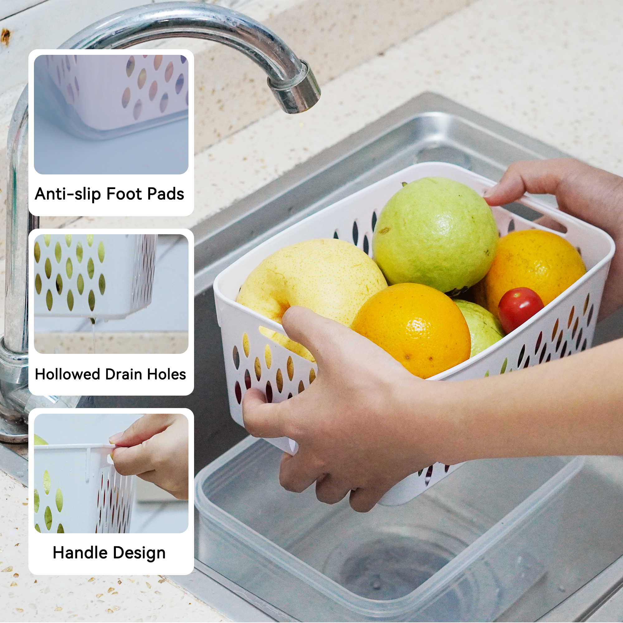 Fukushima Fruit Storage Containers for Fridge, 3 Pack Food Saver with Airtight Lid & Colander for Salad Berry Lettuce Vegetable Storage, Refrigerator Organizer