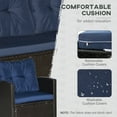 thumbnail image 4 of Outsunnny 4 Piece Patio Furniture Set, Outdoor Wicker Loveseat Sofa & Chairs, with 2-Tier Coffee Table & Tufted Cushions, Navy Blue, 4 of 9