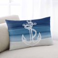 thumbnail image 2 of Waterproof Outdoor Throw Pillows with Inserts 12"x20" Set of 2, Nautical Anchor Navy Blue Soft Decorative Pillowcases for Couch Bedroom, Coastal Ocean Ombre Striped Pillow Covers for Sofa Living Room, 2 of 8
