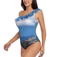thumbnail image 5 of Daiia Lighthouse On The Waters Women's One Piece Swimsuits Personalized One Shoulder Swimwear Asymmetric Ruffle Bathing Suits-Large, 5 of 8