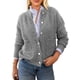 thumbnail image 1 of Suéter PRETTYGARDEN Mujer Cardigan de Botones Acanalado XL Gris, 1 of 8