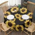 thumbnail image 3 of Round Waterproof Tablecloth Sunflower Pattern Black Background Reusable Indoor/Outdoor Durable Table Cover for Kitchen and Dining Room 60 Inch X 60 Inch, 3 of 6