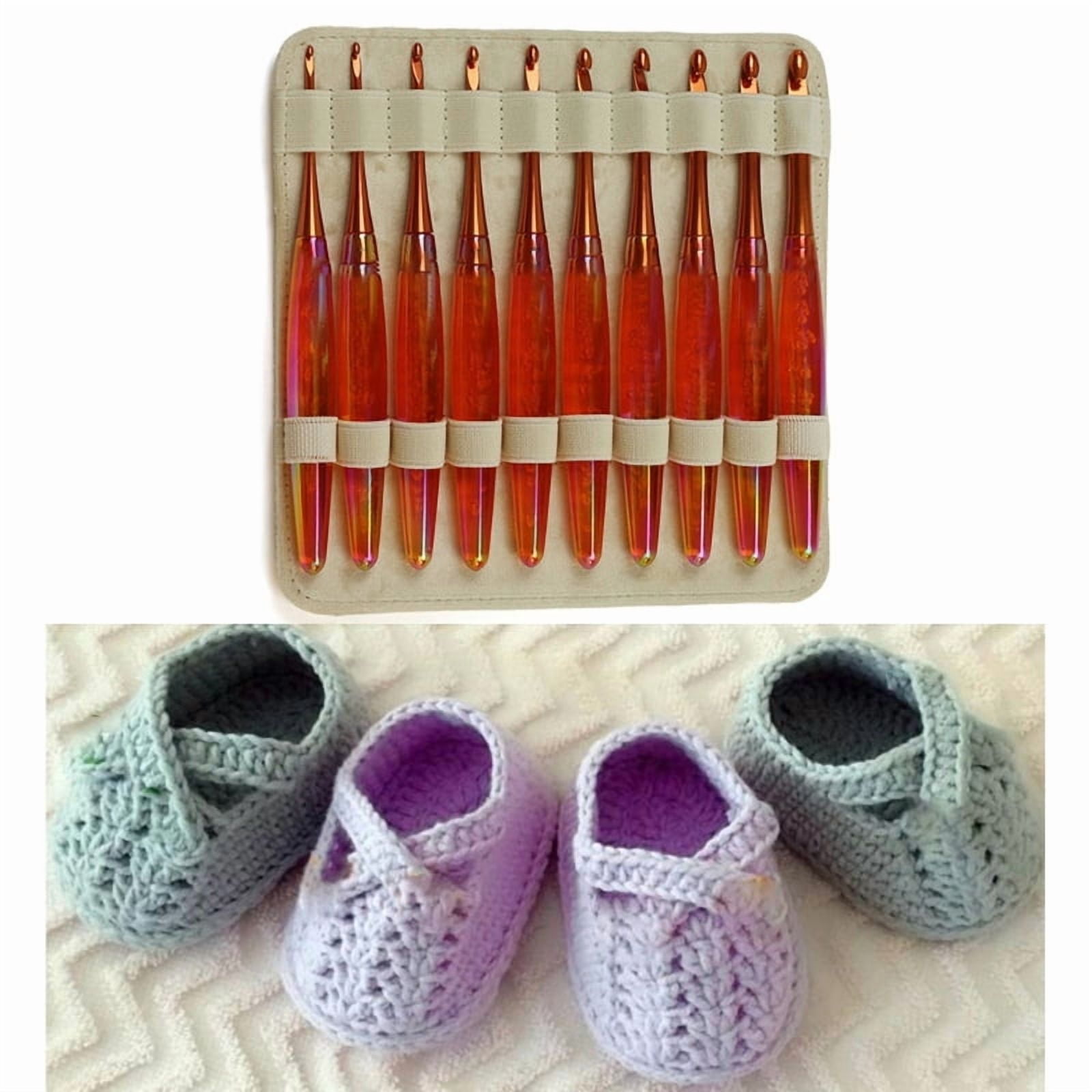 10Pcs Aluminium Crochet Hook Ergonomic Acrylic Grip for Beginner Knitting Craft