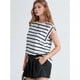thumbnail image 3 of Camiseta Sin Mangas Informal de Verano para Mujer, Rayas Blancas, Talla L, 3 of 7