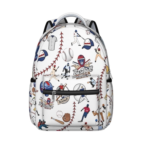 Baseball Pattern Backpack for School,Cute School Bag,Schoolbag with Adjustable Shoulder Straps & Padded Back,15.3"x11"x7.1".