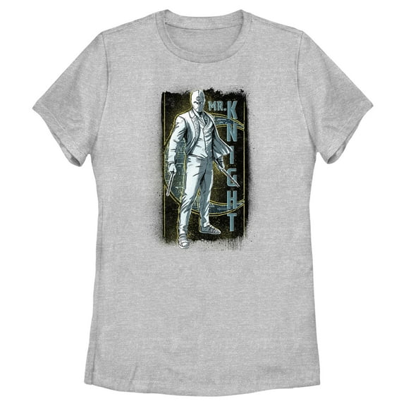 Women's Marvel: Moon Knight Sketch Portrait of Mr. Knight  Graphic Tee Athletic Heather X Large