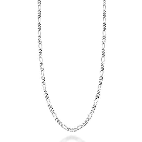 Miabella Solid 925 Sterling Silver Italian 2.3mm Diamond-Cut Figaro Link Chain Necklace for Women Men, Made in Italy (Length 16 Inches (X-Small))