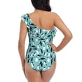 thumbnail image 5 of Goofa Penguins Pattern Women's One Piece Swimsuits Tummy Control Bathing Suits Asymmetric One Shoulder Swimwear-Large, 5 of 6