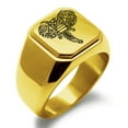 thumbnail image 1 of Stainless Steel Juggernaut Elephant Engraved Square Flat Top Biker Style Polished Ring, 1 of 1