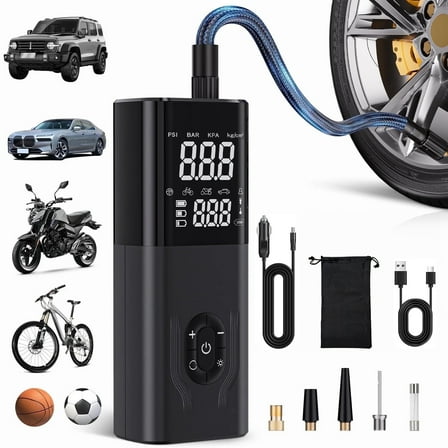 REHOTTOP 180PSI Tire Inflator, 6X Faster Portable Air Compressor for Car, 12V DC Tire Pump with Auto Shutoff for Car, Motorcycle, Bike and Ball