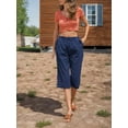 thumbnail image 3 of Weardear Womens Capri Pants Casual Cropped Pants Elastic Waist Summer Trousers 3/4 Length Pants with Pockets, 3 of 6