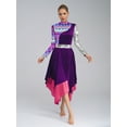 thumbnail image 5 of Yruioon Praise Dance Dresses for Women Stylish Color Block Overlays Tunics Irregular Worship Dance Dress Purple L, 5 of 7