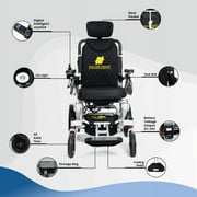 Fold and Travel Auto-Recline Electric Wheelchair Delivering Portable Power Wheel Chair Designed for Modern Travellers Innovative Convenience for Adults and Seniors (1 Battery 15+ Miles Range, Brown)