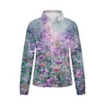 thumbnail image 4 of Royisotas Womens Plus Tops Long Sleeve Casual Fall Lapel Womens Button Down Blouses and Tops Purple Floral Graphic Collared Button up Shirts, 4 of 5