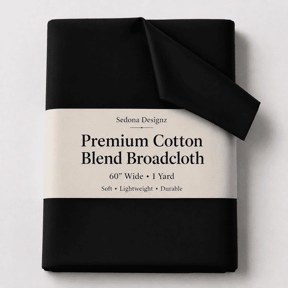 Sedona Designz 60" Wide Poly Cotton Broadcloth Fabric by the Yard, Black