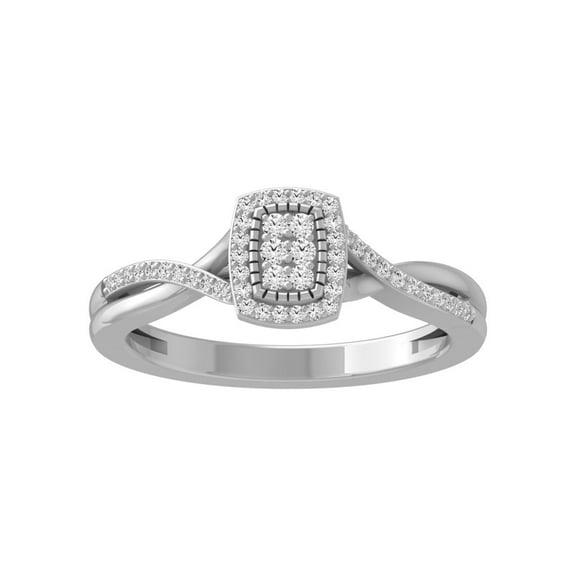 Araiya Fine Jewelry 10K White Gold Round-shape Lab Grown Diamond Cluster Engagement Ring ( 1/6 cttw, D-F Color, VS Clarity) Size 6.5