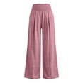 thumbnail image 5 of Linen Palazzo Pants for Women High Waist Tummy Control Wide Leg Pant Summer Flowy Loose Pull On Lounge Trousers 2026, L, 5 of 5