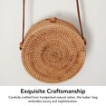 thumbnail image 4 of Bolso de Mimbre Redondo Tejido a Mano Bolso de Hombro Tejido Estilo Playa Tropical 20 Cm de Diámetro Respetuoso con el Medio Ambiente Ligero con Correa Ajustable Anggrek Otros, 4 of 8