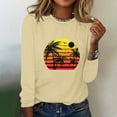 thumbnail image 2 of IROINNID Pink Tops for Women Spring Printed Long Sleeve Round Neck Casual Tee Reduced,Khaki, 2 of 5