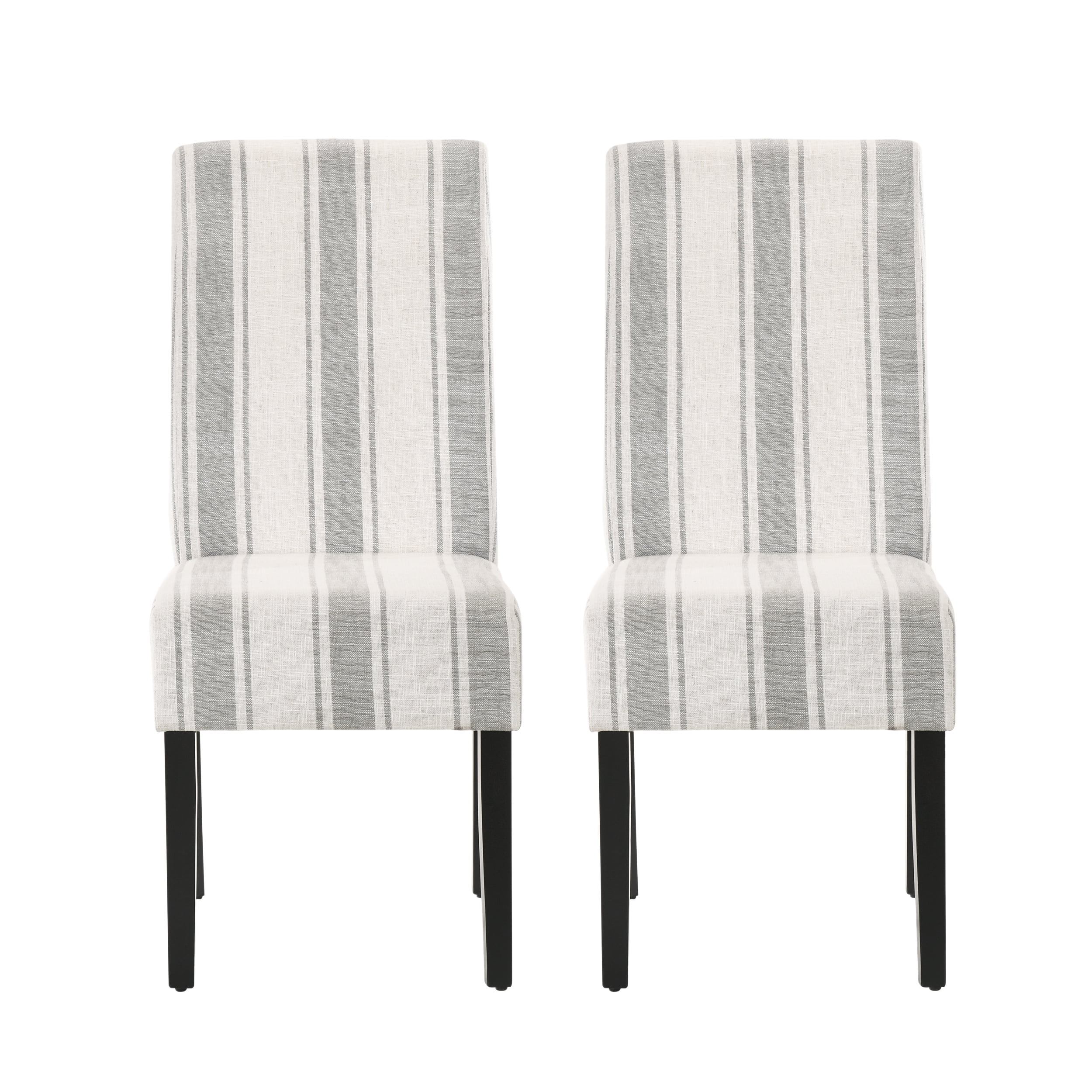 Noble House Asher Fabric Dining Chairs, Set of 2, Gray, Light Beige