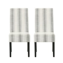 Noble House Asher Fabric Dining Chairs, Set of 2, Gray, Light Beige, Espresso