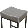 thumbnail image 6 of PU Leather Counter Height Stools Set of 2, 24in Backless Bar Stools with Metal Footrest, Modern Armless Bar Chair for Kitchen Island, Home Bar, Gray, 6 of 7