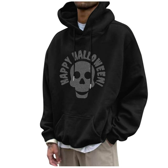 LUOGENLI Chandails à Capuche pour Hommes Graphiques à Fermeture Éclair Chandail à Capuche d'Halloween à Enfiler Manches Longues Chandail Décontracté avec Imprimé Graphique pour la Saison d'Automne Coupe Confortable Chandails à Capuche pour Hommes à Fermeture Éclair Chaud Noir Taille TG