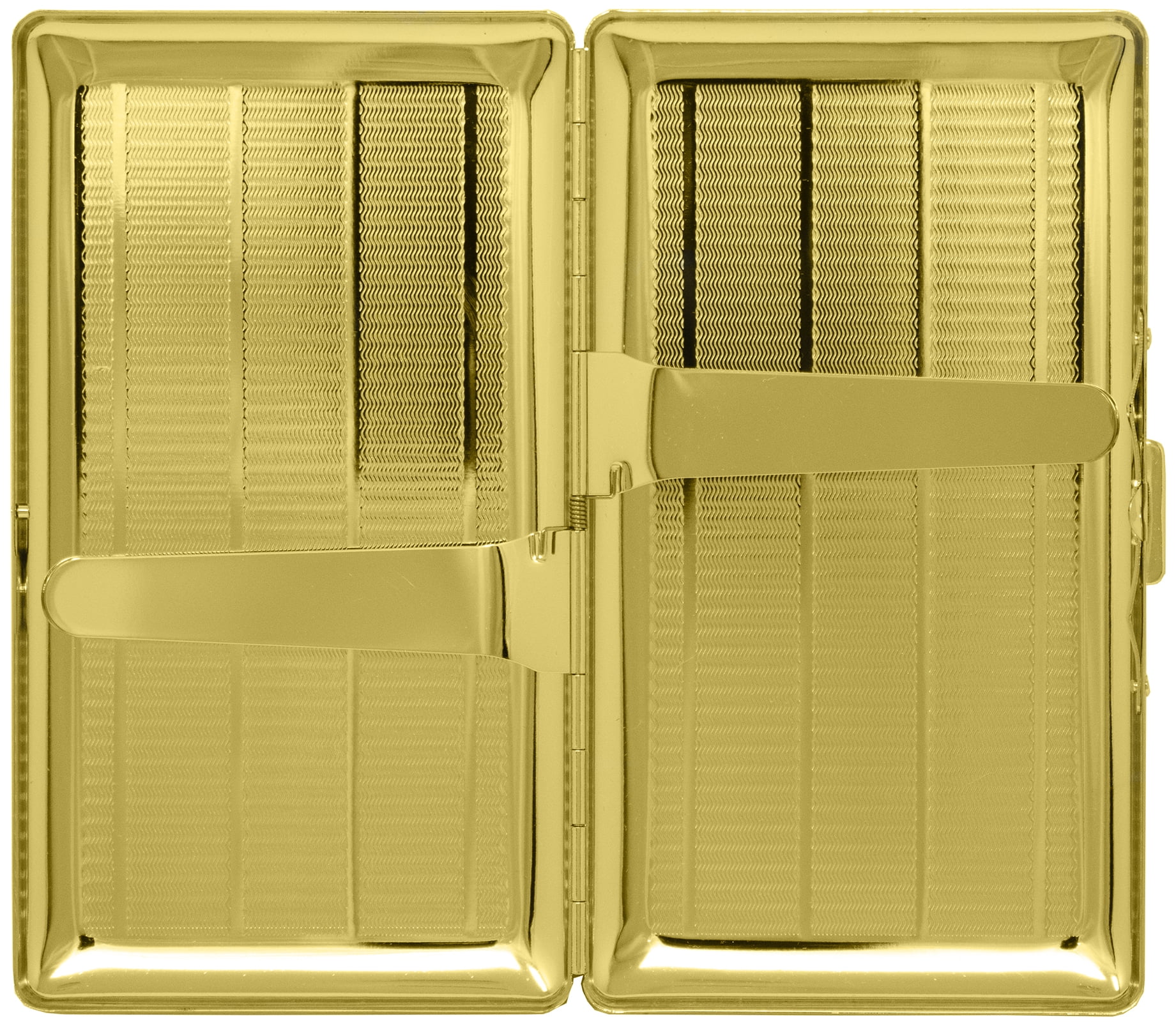 Set of 2 Metal-Plated 120s Cigarette Case & Stash Box (Gold Lines)