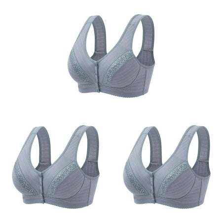 Bra Unlined Bra for WomensSteel Ring Small Sports Bra Front Close Bra T Large Bras for Women Back Plus Size Seamless Woman Bra Unlined Bra for ceangrtro Grey (3Packs) Grey (3Packs)