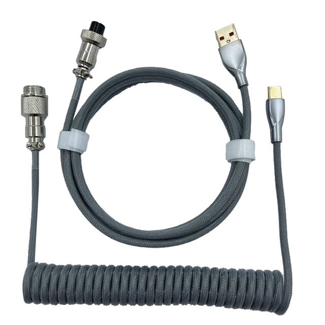 Coiled Keyboard Cable, Professional Gaming Keyboard Cable with 2 Stage Design, Double Layer Knitted Mesh, Sturdy Connector, Easy to Store, Self Locking