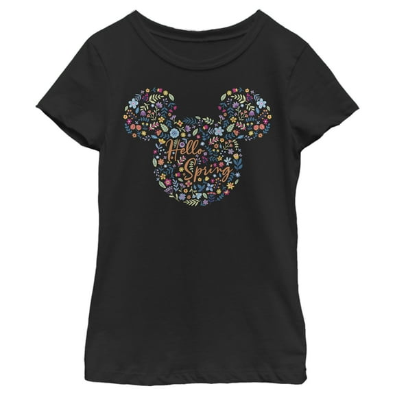 Girl's Mickey & Friends Mickey and Friends Hello Spring  Graphic Tee Black X Large
