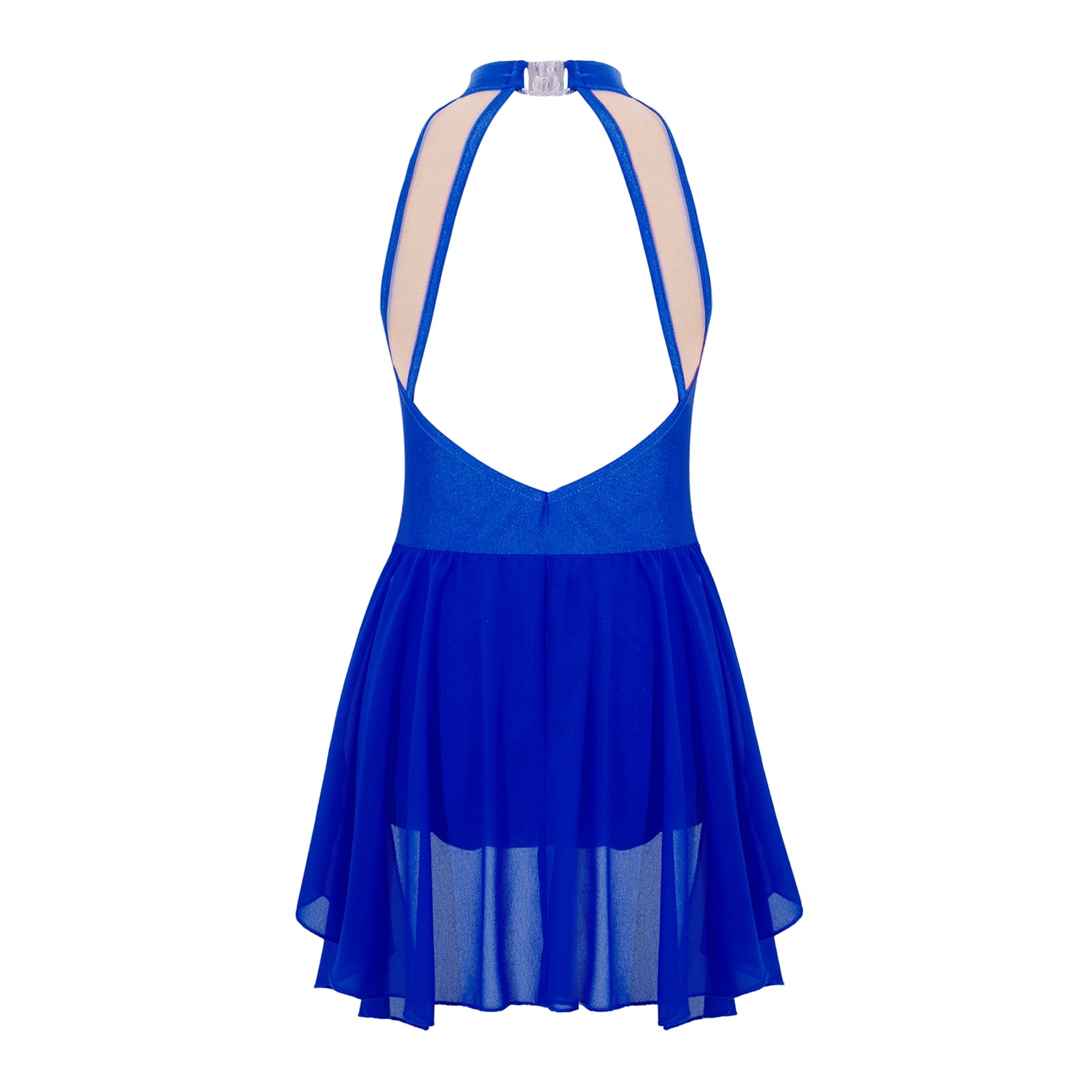 Alvivi Rhinestone Sleeveless Athletic Dance Dress for Kids Girls Figure Skating Competition Costume Royal Blue 10