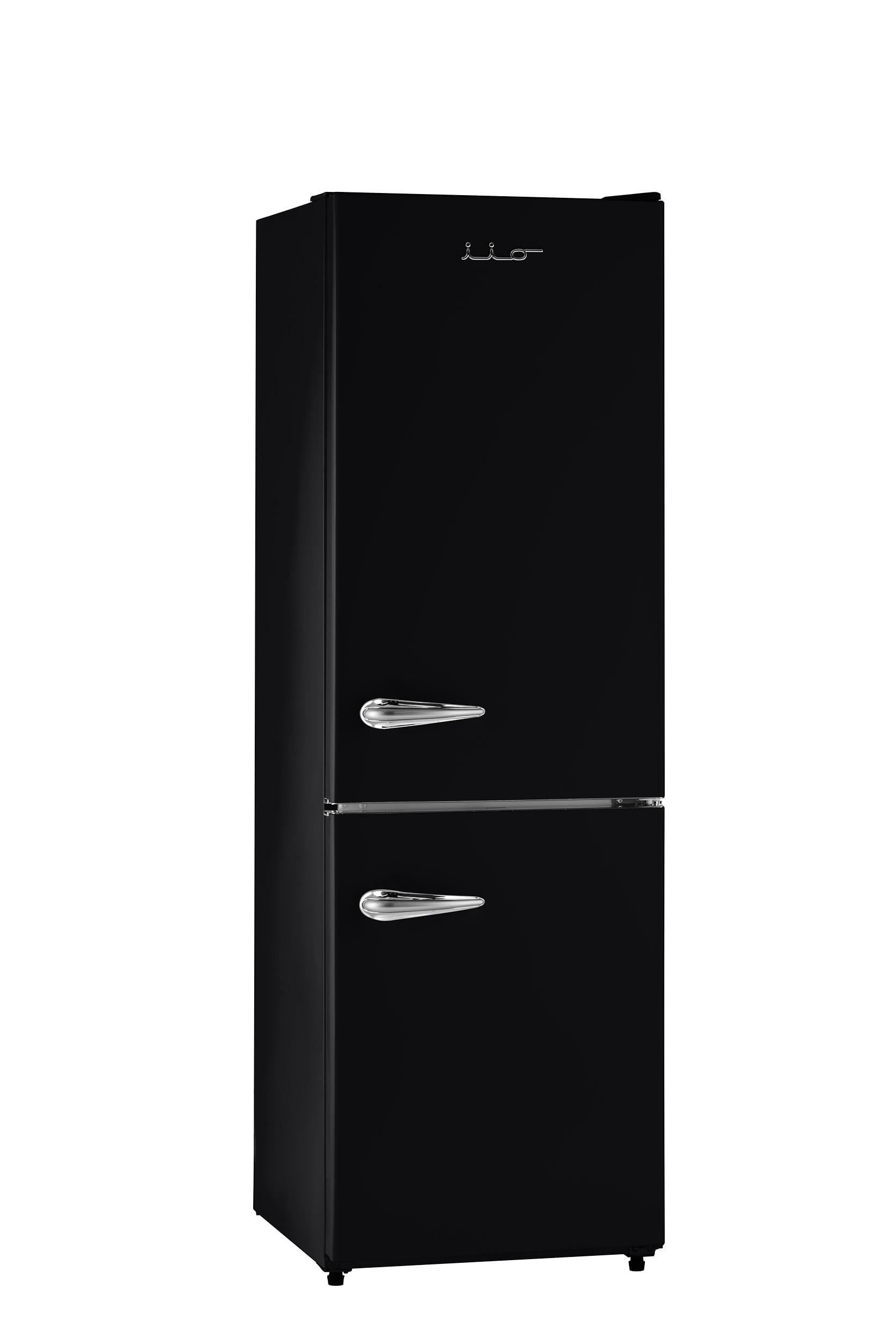 iio 24" 11 Cu Ft Bottom Freezer Retro Refrigerator, Fridge for Bedroom, Multiflow 360, Small Mini Ice Cube Tray, 1 Fruit container, LED, Dorm RV Office Beverage Quiet Compressor, Black (Right Hinge)