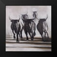 thumbnail image 2 of Atelier B Art Studio 15x15 Black Modern Framed Museum Art Print Titled - RUNNING FIERCE BULLS, 2 of 5