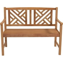 RONG-3 Outdoor Wooden Garden Bench - 2-Person Acacia Wood Loveseat with Armrests, Backrest, 800lbs Capacity, Patio Park Bench for Backyard, Front Porch Bench (Non-Foldable)
