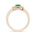 thumbnail image 2 of ANGARA Natural Solitaire Emerald Split Shank Engagement Ring with Trio Diamonds in 14K Rose Gold for Women (Size-7x5mm) | May Birthstone, Anniversary, Jewelry Gift for Women | Natural Emerald Ring, 2 of 9